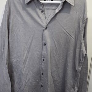 DKNY Men's Light Gray Casual Button-Down Shirt